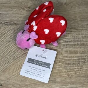 Hallmark Zip-A-Long Pink Bug‎ Red Heart Wings Plush Valentine's Day Ladybug NWT